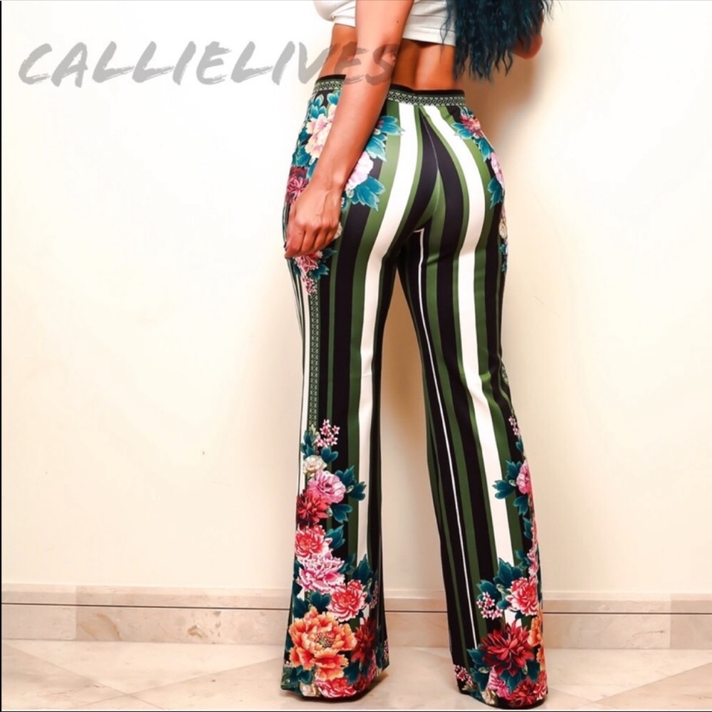 CALLIE Circus Flower: PolyScuba Flared Stripe Pant - Picture 4 of 9